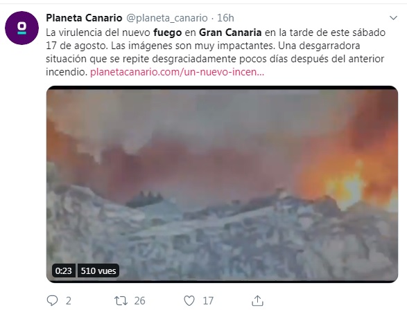Gran Canaria en feu cet été 2019 pour la troisième fois