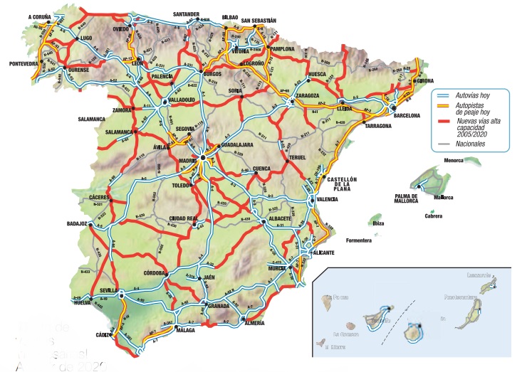 carte espagne portugal autoroutes