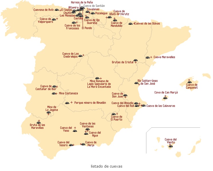 Liste des grottes en Espagne
