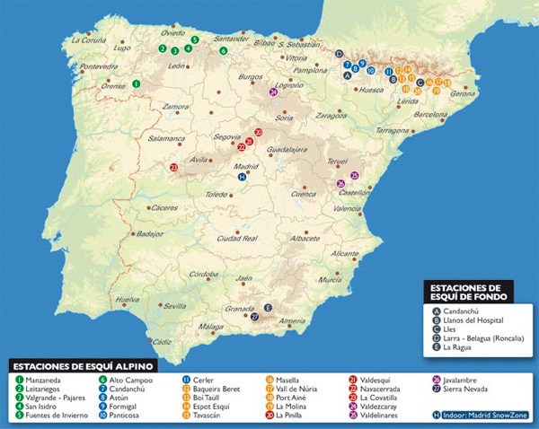 Photos de Carte Des Stations De Ski Espagne