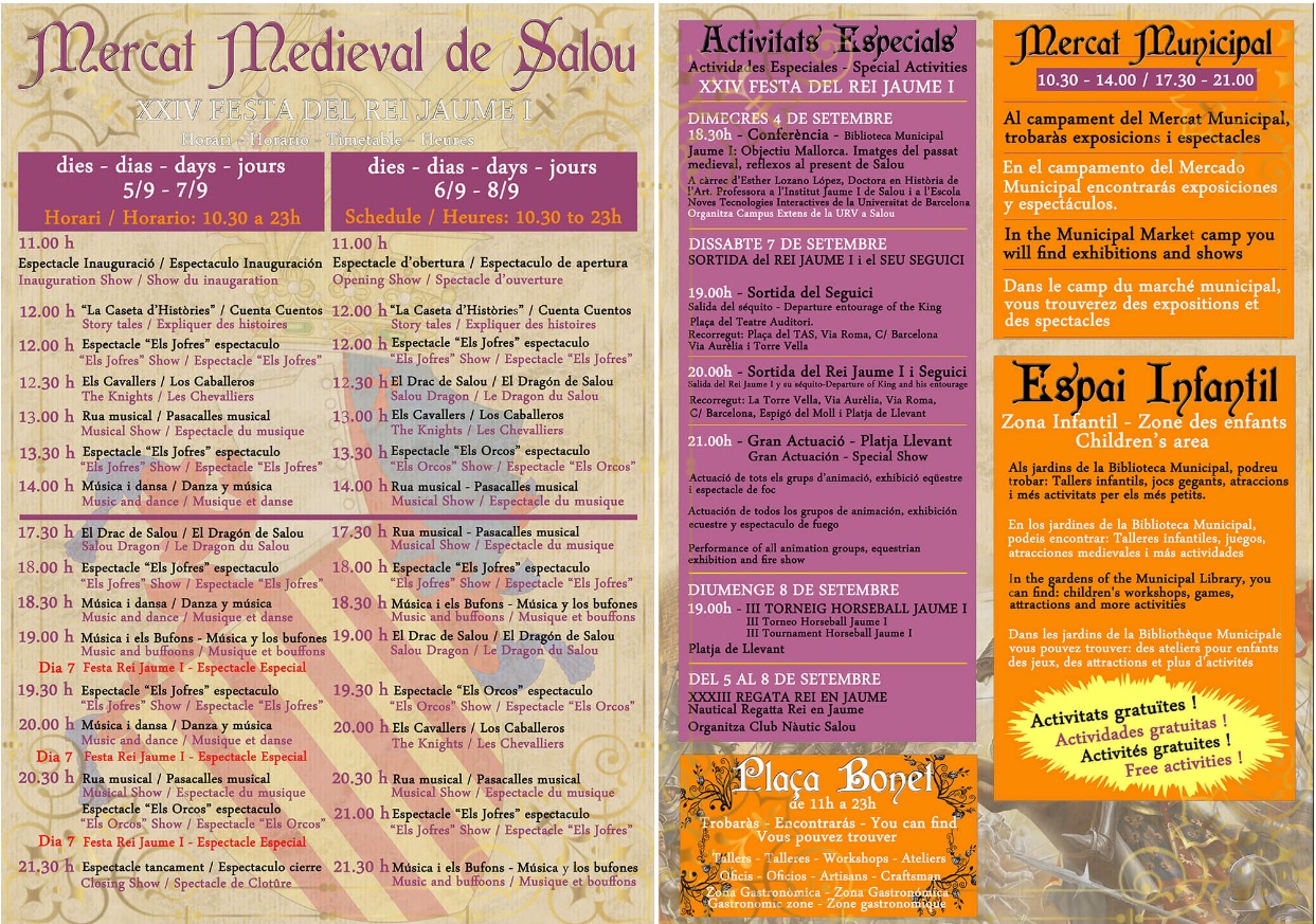 Programme d'une fête médiévale en Catalogne en 2019