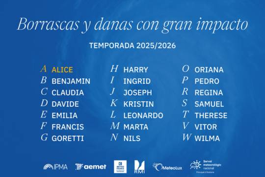 Les noms des tempêtes en Espagne pourront être espagnols en 2025 - 2026