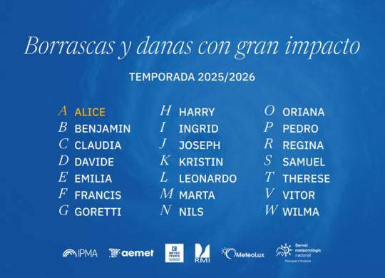 Les noms des tempêtes en Espagne pourront être espagnols en 2025 - 2026